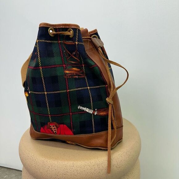 Accessories Unlimited Maine Vintage Plaid Equestrian Printed Canvas Leather Trim - Picture 11 of 16